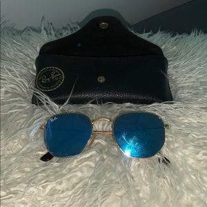 Blue Lensed Hexagonal Raybabs